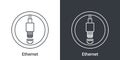 Ethernet port icon. Computer connectors signs. Connectors icon. Vector illustration