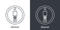 Ethernet port icon. Computer connectors signs. Connectors icon. Vector illustration