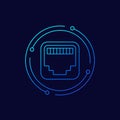 ethernet port line icon, network socket vector Royalty Free Stock Photo