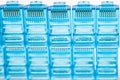 Ethernet rj45 blue lan plugs Royalty Free Stock Photo