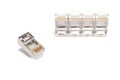 Ethernet RJ45 Connector, for modular crimp cable connection with isolated on white background. Close-up, Selective focus Royalty Free Stock Photo