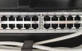 Ethernet Switch device full of wires Royalty Free Stock Photo