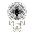 Etherum coin with circuit lines and rocket Royalty Free Stock Photo