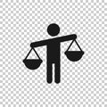 Ethic balance icon in flat style. Honesty vector illustration on isolated background. Decision business concept