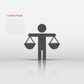 Ethic balance icon in flat style. Honesty vector illustration on isolated background. Decision business concept