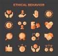 Ethical Behavior set. Principles of integrity and fairness in actions.