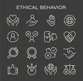 Ethical Behavior set. Principles of integrity and fairness in actions.