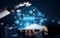 Ethical Considerations in Artificial Intelligence Development and Implementation Using Robotic Hand and Global Digital Royalty Free Stock Photo