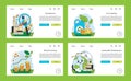 Ethical consumption web banners set. Flat vector illustration.