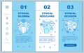 Ethical dilemma resolving onboarding mobile web pages vector template