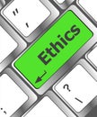 Ethics concept on the modern computer keyboard key