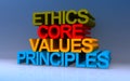 Ethics core values principles on blue
