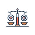 Color illustration icon for Ethics, morality and justice