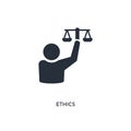 Ethics icon. simple element illustration. isolated trendy filled ethics icon on white background. can be used for web, mobile, ui