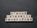 Ethics Integrity Principles, Business Words Quotes Concept Royalty Free Stock Photo