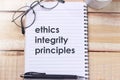 Ethics Integrity Principles, Business Words Quotes Concept Royalty Free Stock Photo