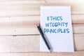 Ethics Integrity Principles, Business Words Quotes Concept Royalty Free Stock Photo