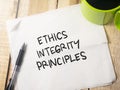 Ethics Integrity Principles, Business Words Quotes Concept Royalty Free Stock Photo