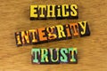 Ethics integrity trust honesty moral value social responsibility code conduct Royalty Free Stock Photo