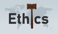 ethics and law symbol of ethical moral in decision making hammer symbol