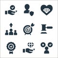 ethics line icons. linear set. quality vector line set such as choice, values, morality, law, target, teamwork, business, Royalty Free Stock Photo