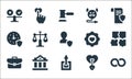 ethics line icons. linear set. quality vector line set such as connection, profits, suitcase, heart, courthouse, reliability, gear