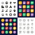 Ethics Or Morals Icons All in One Icons -Black & White-Color Flat Design-Thin Line- Set