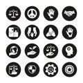 Ethics Or Morals Icons White On Black Circle Set