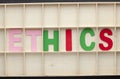 Ethics Spelled Wooden Letters