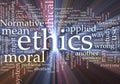 Ethics word cloud glowing Royalty Free Stock Photo