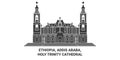 Ethiopia, Addis Ababa, Holy Trinity Cathedral travel landmark vector illustration