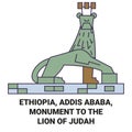 Ethiopia, Addis Ababa, Monument To The Lion Of Judah travel landmark vector illustration