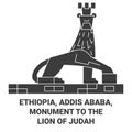 Ethiopia, Addis Ababa, Monument To The Lion Of Judah travel landmark vector illustration