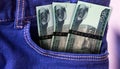Estonia 100 Krooni Banknotes in Pocket of Jeans Royalty Free Stock Photo