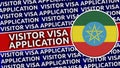 Ethiopia Circular Flag with Visitor Visa Application Titles Royalty Free Stock Photo