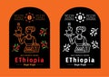 Ethiopia coffee label with local farmer