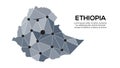 Ethiopia communication network map. Vector image of a low poly global map with city lights. Map in the form of triangles and dots