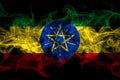 Ethiopia, Ethiopian smoke flag isolated on black background