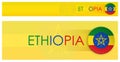ETHIOPIA flag horizontal web banner in modern neomorphism style. Webpage ETHIOPIA country header button for mobile application or