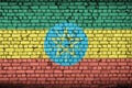 Ethiopia flag is painted onto an old brick wall Royalty Free Stock Photo