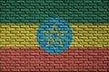 Ethiopia flag is painted onto an old brick wall Royalty Free Stock Photo
