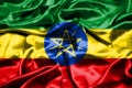 Ethiopia flag waving in the wind. Royalty Free Stock Photo