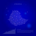Ethiopia illuminated map with glowing dots. Dark blue space background. Vector illustration