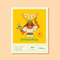 Ethiopia lime flavor coffee label design Royalty Free Stock Photo