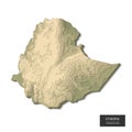 Ethiopia map - 3D digital high-altitude topographic map. 3D vector illustration. Colored relief rugged terrain. Cartography and