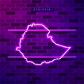 Ethiopia map glowing purple neon lamp sign