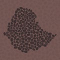 Ethiopia map made of roasted coffee beans. Vector illustration.