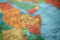 Ethiopia on a map. Selective focus on label