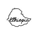 Ethiopia outline map with the handwritten country name. Continuous line drawing of patriotic home sign