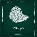 Ethiopia outline vector map hand drawn with chalk.